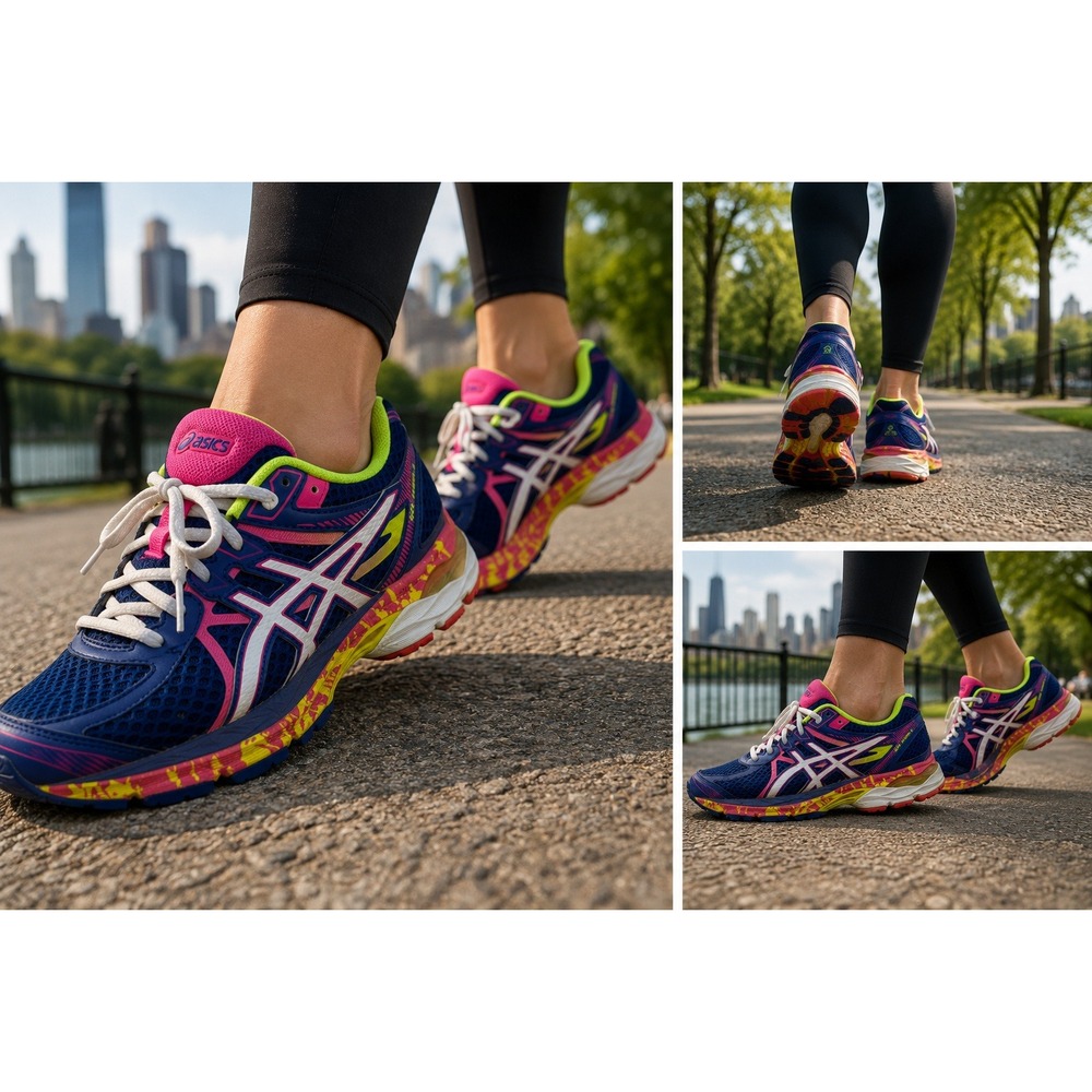 Asics Gel-Flux 3 Running Shoes Navy Pink Yellow Splatter T664Q Women's Size 8